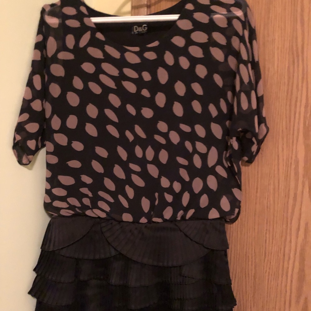 TODAY ONLY:Authentic Dolce & Gabbana (D&G) Polka Dotted Ruffle Black Brown Dress